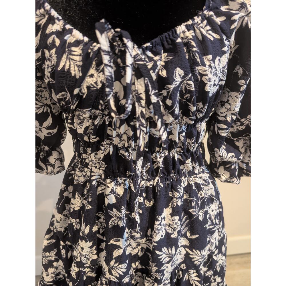Blue & White Romantic Ruffle Tier Dress Sz S
